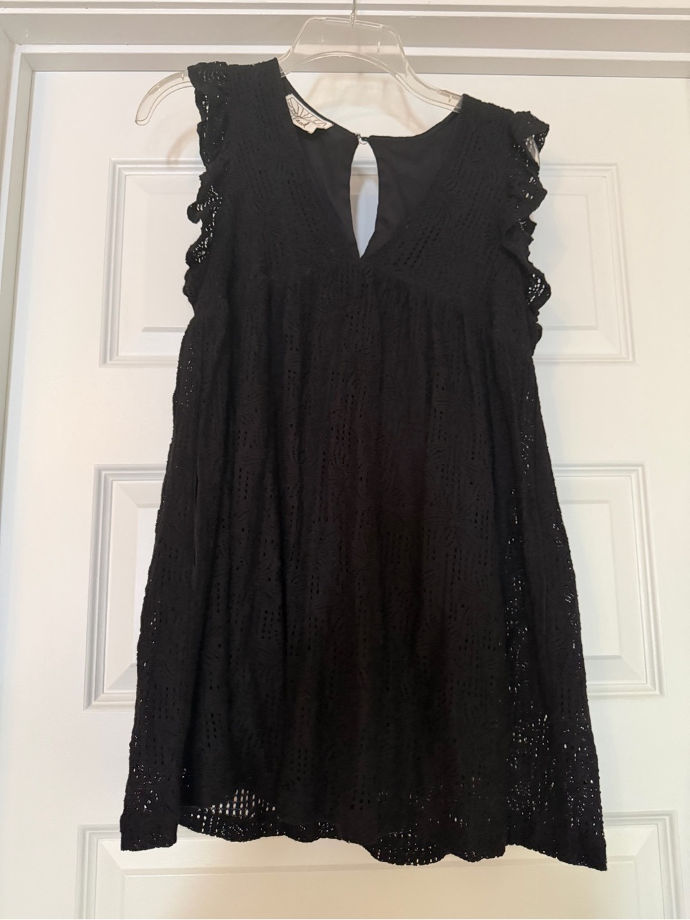 Judith March Black Eyelet Ruffle Sleeve Romper - Women's